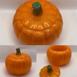 Handmade pumpkin trinket jar